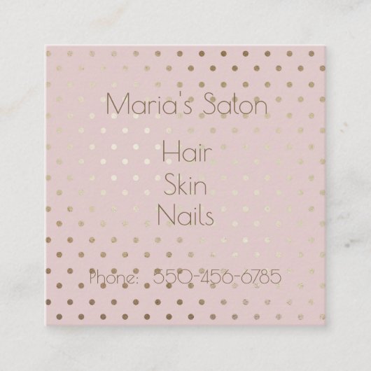 Roze en Roos Gouden Vierkant Visitekaartje (Voorkant)