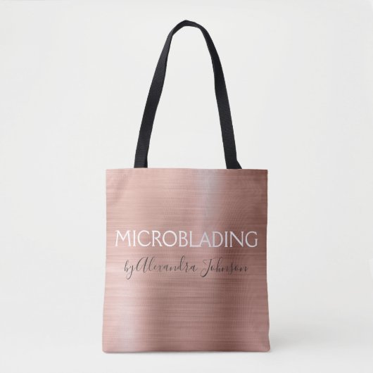 Roze en Roos goudkleurige metalen microblading Tote Bag (Voorkant)
