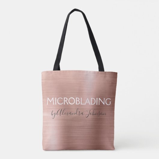 Roze en Roos goudkleurige metalen microblading Tote Bag (Achterkant)