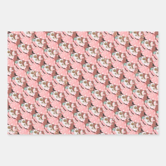 roze en roos  kerstmis inpakpapier vel (Voorkant 2)