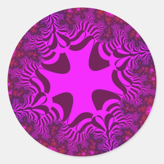 Roze en Roos Kruis Ronde Sticker (Voorkant)