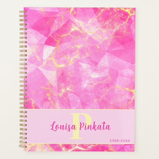 Roze en Roos Marmeren Edelsteen Crystal Design Planner (Voorkant)
