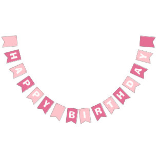 Roze en Roos Meisje's Happy Birthday Vlaggetjes