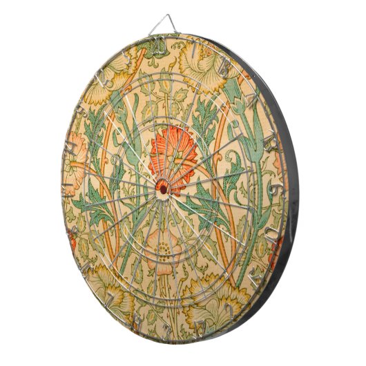 Roze en Roos Patroon (door William Morris) Dartbord (Voorkant Rechts)
