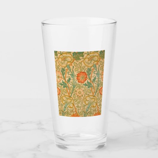 Roze en Roos Patroon (door William Morris) Glas (Voorkant)