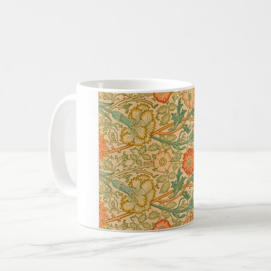 Roze en Roos Patroon (door William Morris) Koffiemok (Voorkant links)