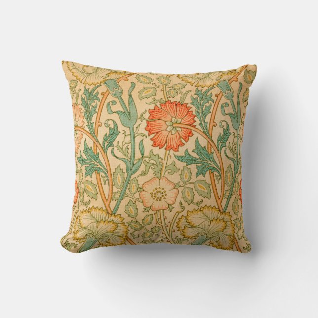 Roze en Roos Patroon (door William Morris) Kussen (Voorkant)