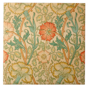 Roze en Roos Patroon (door William Morris) Tegeltje