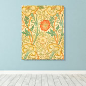 Roze en roos patroon (van William Morris) Canvas Afdruk (Insitu (Houten vloer))
