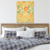 Roze en roos patroon (van William Morris) Canvas Afdruk (Insitu (Slaapkamer))