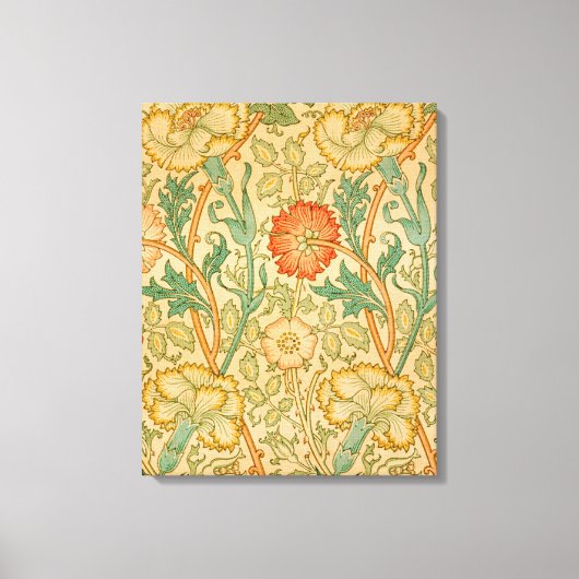 Roze en roos patroon (van William Morris) Canvas Afdruk (Voorkant)