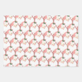 roze en roos  santa claus kerstcadeau inpakpapier vel (Voorkant)