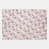 roze en roos  santa claus kerstcadeau inpakpapier vel (Voorkant 3)