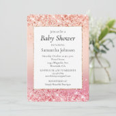 Roze en Roos Sparkle Ombre Baby shower Kaart (Staand voorkant)