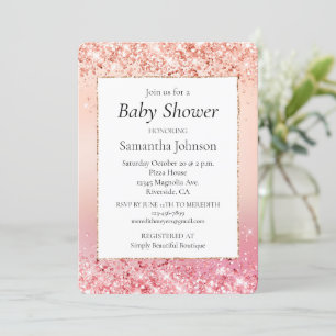 Roze en Roos Sparkle Ombre Baby shower Kaart