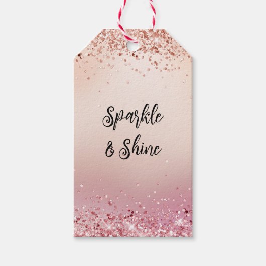 Roze en Roos Sparkle Ombre Cadeaulabel (Voorkant)