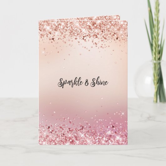 Roze en Roos Sparkle Ombre Kaart (Voorkant)
