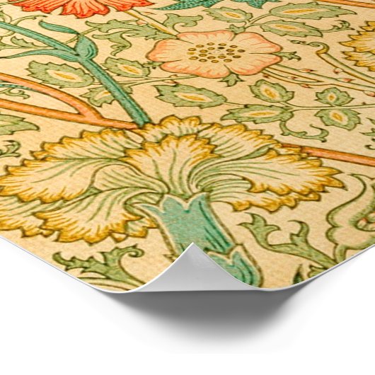 Roze en Roos van William Morris Poster (Hoek)