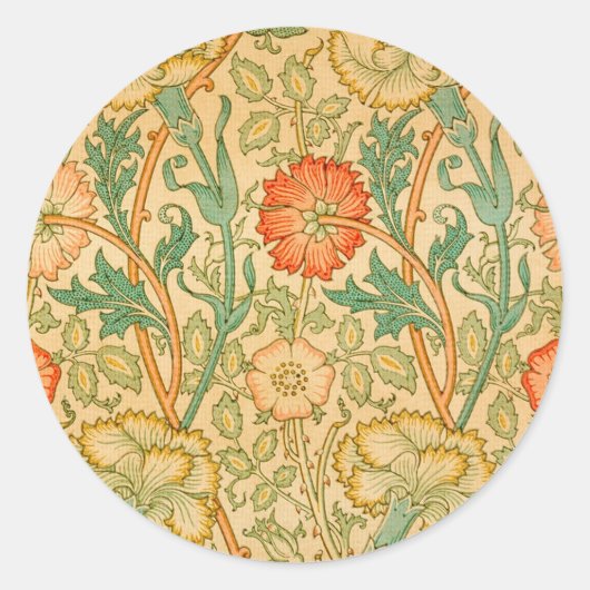 Roze en Roos van William Morris Ronde Sticker (Voorkant)