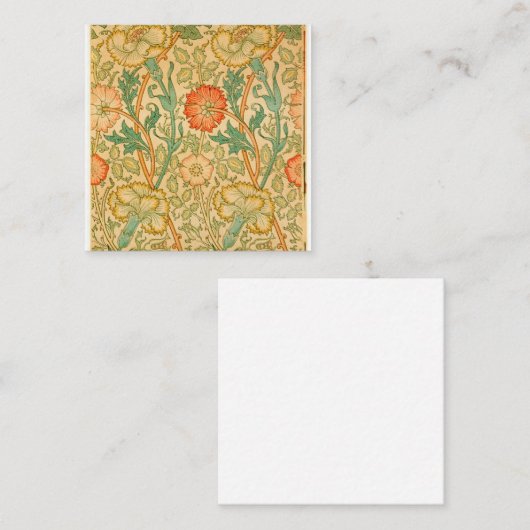 Roze en Roos van William Morris Vierkante Visitekaartje (Voorkant / Achterkant)