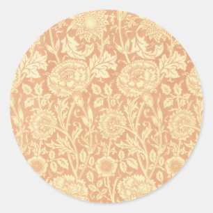 Roze en roos van William Morris, Vintage Bloemen Ronde Sticker