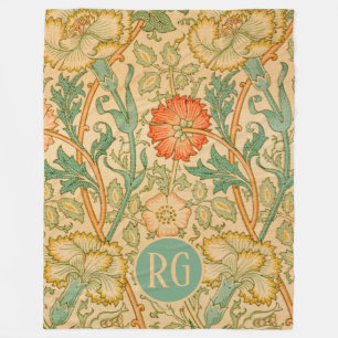 Roze en Roos William Morris Monogram Gepersonalise Fleece Deken