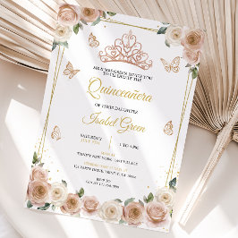 Roze en Roségoud Quinceañera Kaart