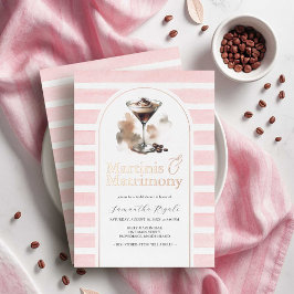 Roze en Roségouden Espresso Martini Bruidsdouche Folie Uitnodiging