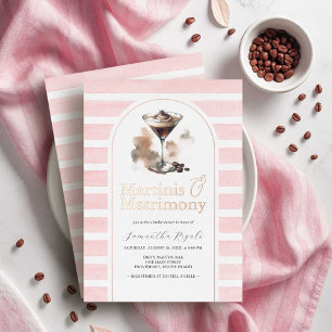 Roze en Roségouden Espresso Martini Bruidsdouche Folie Uitnodiging