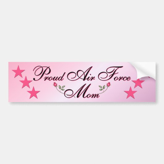 Roze en roud Air Force Mam Bumpersticker (Voorkant)