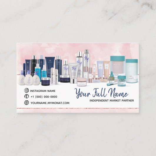 Roze en Royal Blue Monat Visitekaartje (Achterkant)