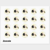 Roze en roze bloemen gouden bruiloft ronde sticker (Vel)
