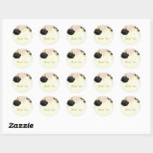 Roze en roze bloemen gouden bruiloft ronde sticker (Vel)