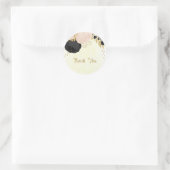 Roze en roze bloemen gouden bruiloft ronde sticker (Tas)