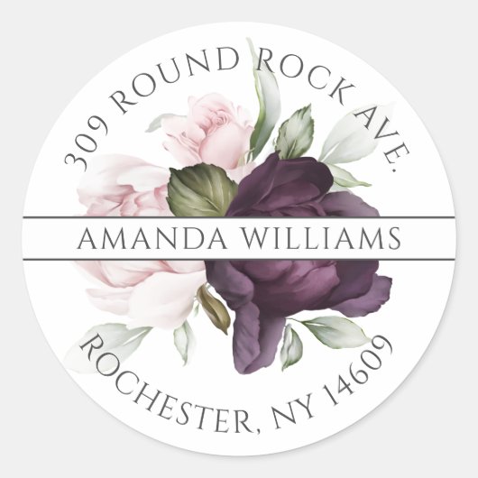 Roze en roze botanisch Charm Return-adres Ronde Sticker (Voorkant)