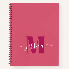Roze en Roze Gepersonaliseerd Monogram Notitieboek