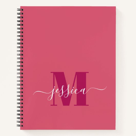 Roze en Roze Gepersonaliseerd Monogram Notitieboek (Voorkant)