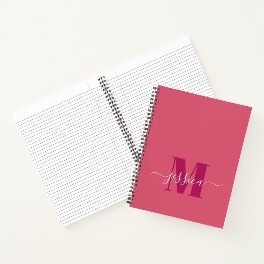 Roze en Roze Gepersonaliseerd Monogram Notitieboek (Binnen)