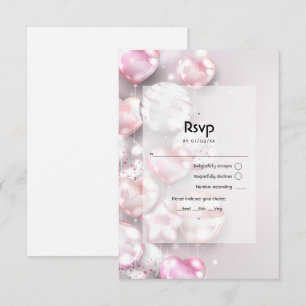 Roze en roze gouden ballonnen RSVP kaartje