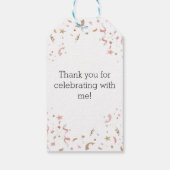 Roze en roze gouden glinsterconfetti cadeaulabel (Achterkant)