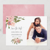 Roze en Roze Gouden Trouw Save the Date (Voorkant / Achterkant)