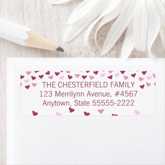 Roze en Roze Hartjes Rand Etiket (Insitu)