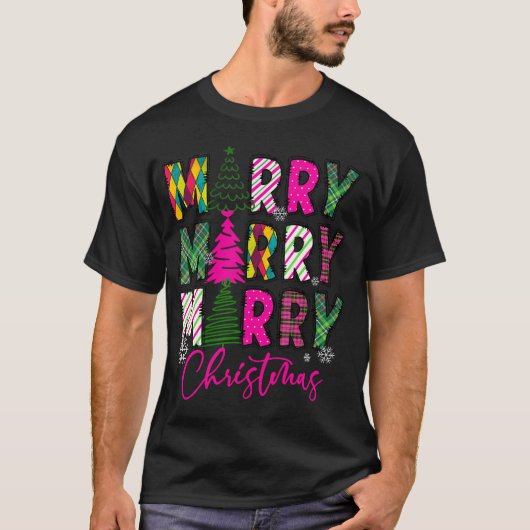 Roze en roze kerstboom t-shirt (Voorkant)