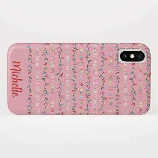 Roze en roze kerstlampjes met fijne snede Case-Mate iPhone case (Achterkant (horizontaal))