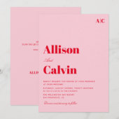 roze en roze moderne sms trouwuitnodiging kaart (Voorkant / Achterkant)