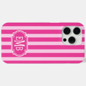 Roze en roze monogram strepen Case-Mate iPhone case (Achterkant (horizontaal))