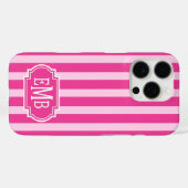 Roze en roze monogramstrepen Case-Mate iPhone case (Achterkant (horizontaal))