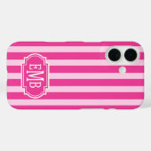 Roze en roze monogramstrepen Case-Mate iPhone case (Achterkant (horizontaal))