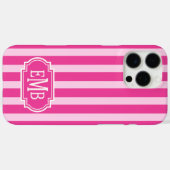 Roze en roze monogramstrepen Case-Mate iPhone case (Achterkant (horizontaal))