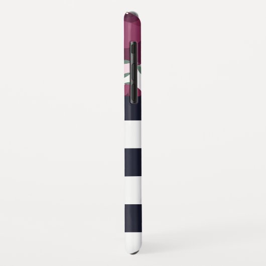 Roze en roze Rozen | Gestreepte monogrammen Case-Mate iPhone Case (Achterkant/links)